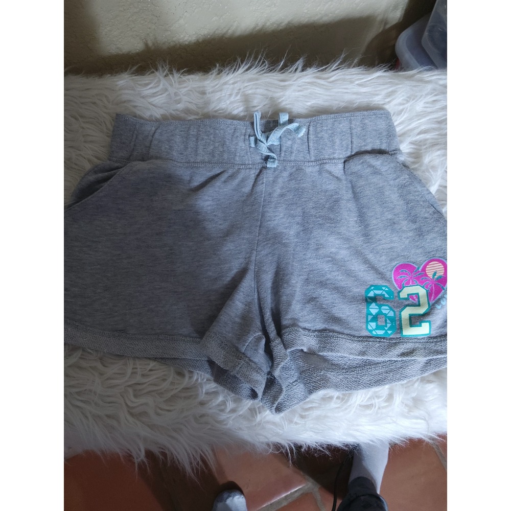 Danskin Now Girls Heather Gray French Terry Athletic Shorts Size XL 14-16 Heart